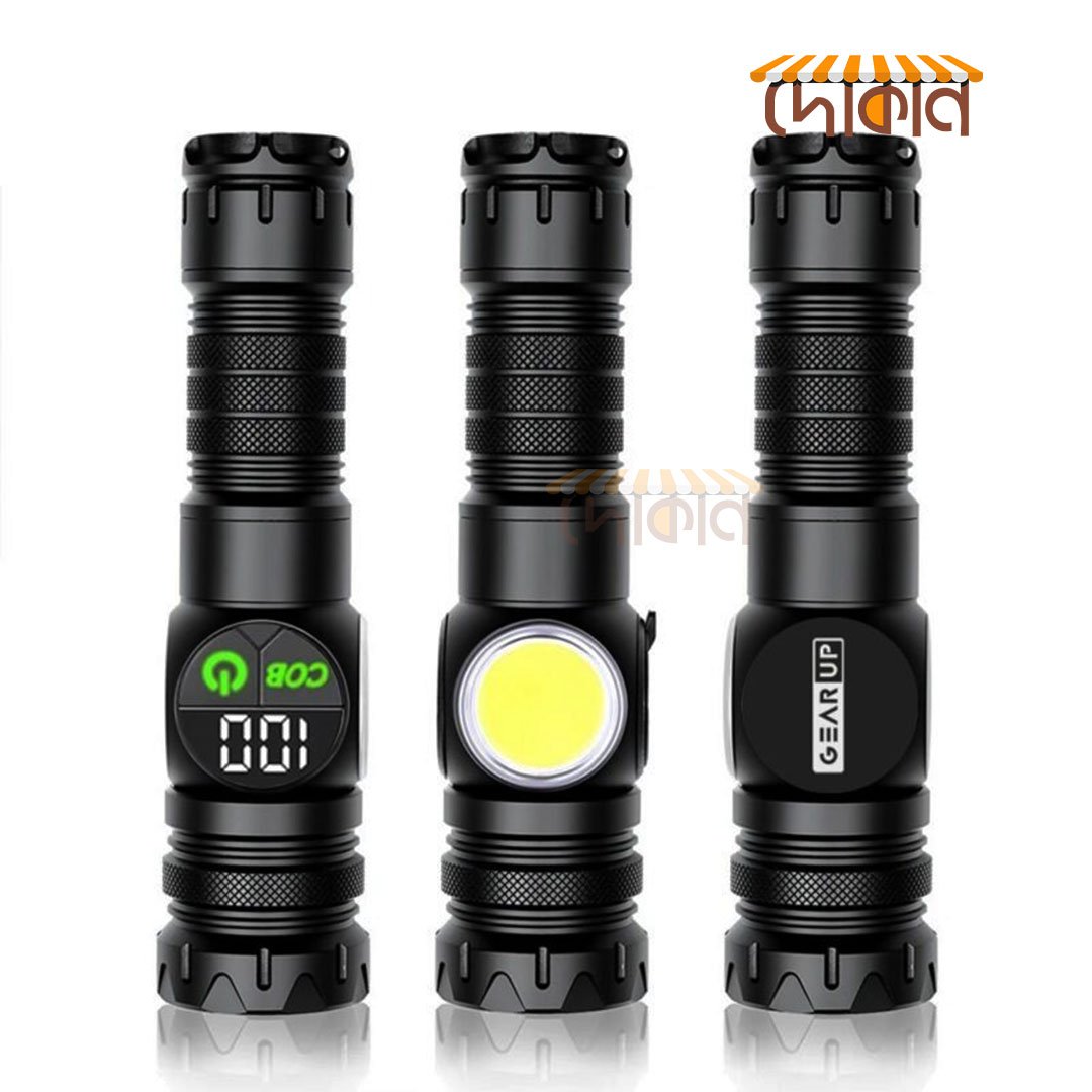 GearUP K60 Rechargeable Flashlight 10W COB + LED Torchlight