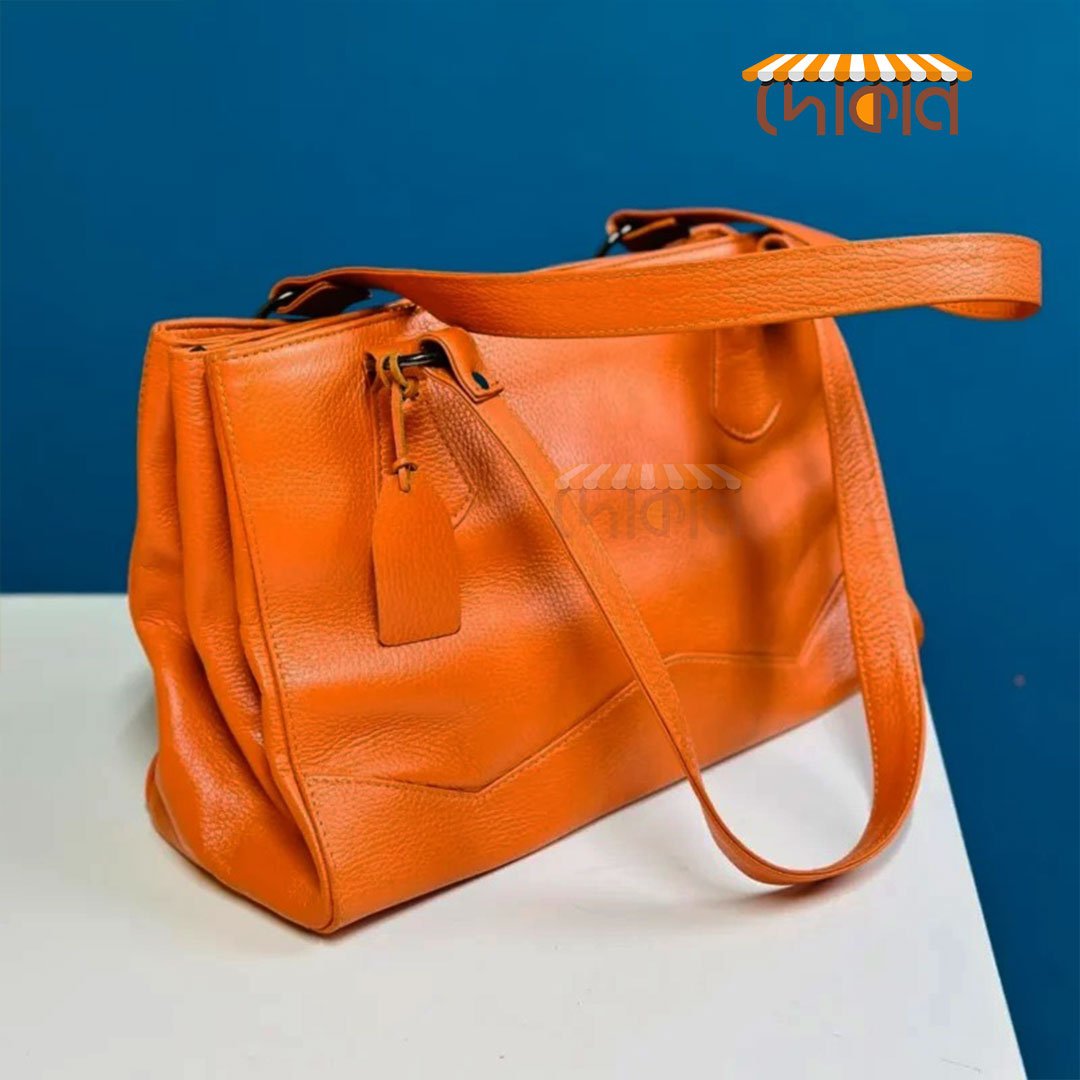 Original Leather Handbag for Women – Orange color